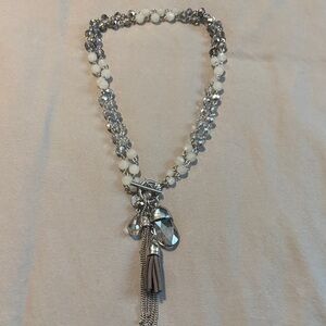Elegant Silver and White Beaded Necklace